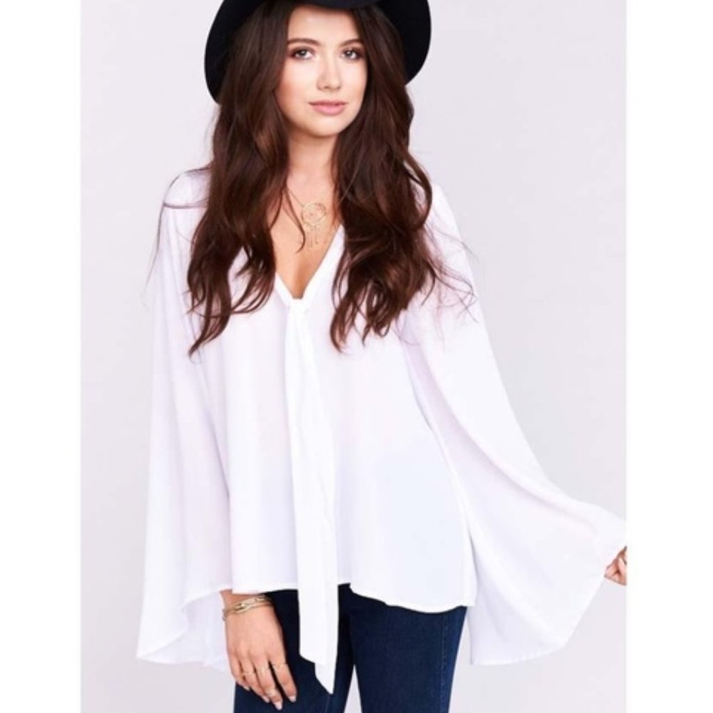 Show Me Your Mumu White Bell Sleeve Blouse